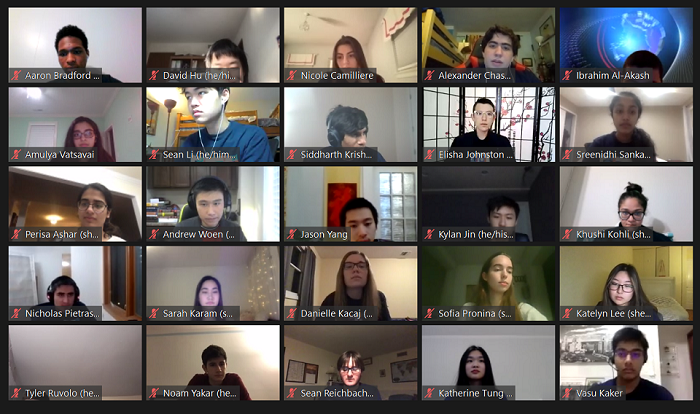 zoom grid of students from STS scholars event