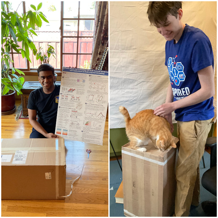 Regeneron STS 2021 finalists Akhilesh Balasingam and Sam Christian with boxes