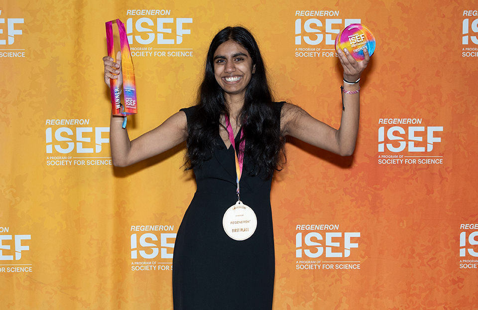 received the Dudley R. Herschbach SIYSS Award, which provides finalists an all-expense paid trip to attend the Stockholm International Youth Science Seminar during Nobel Week in Stockholm, Sweden.