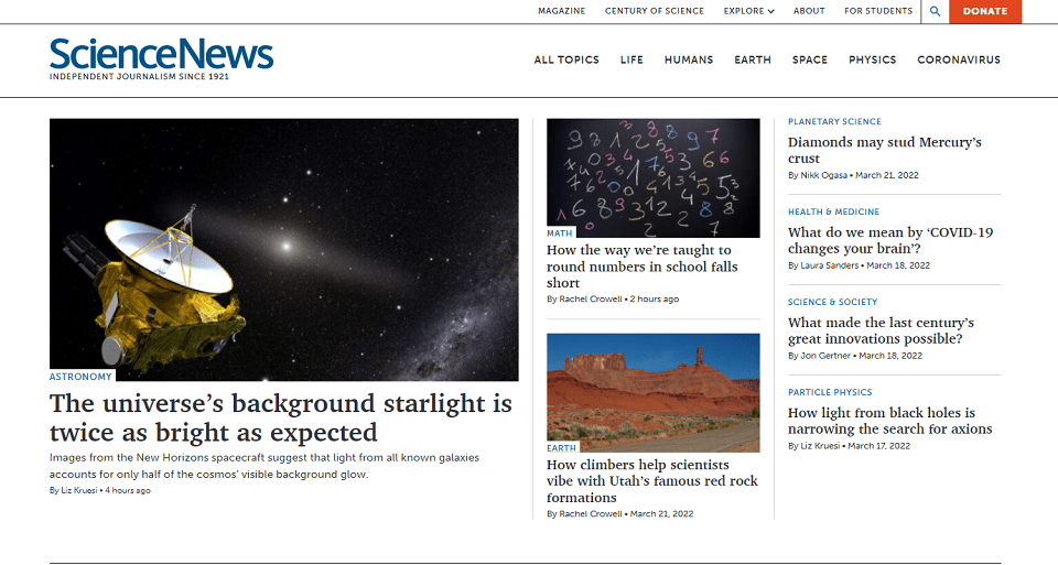 View the Science News Homepage