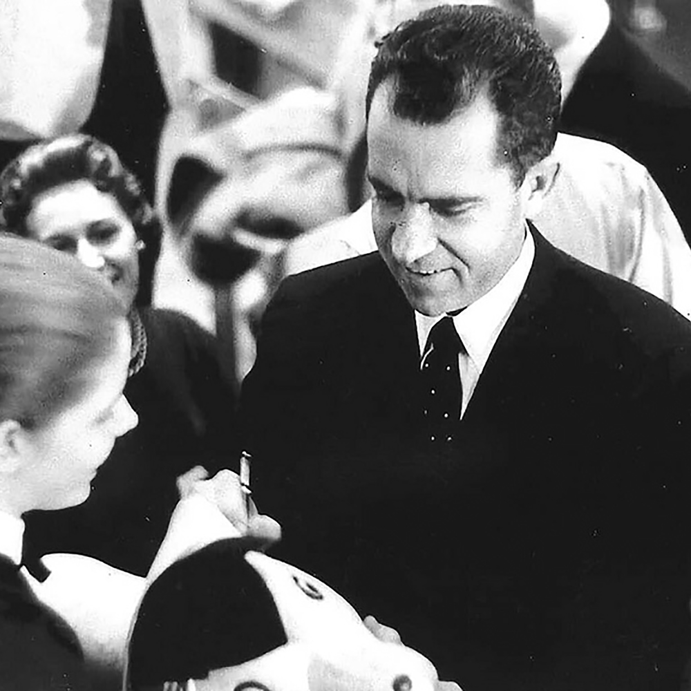 Vice President Nixon visits the exhibit of student projects 