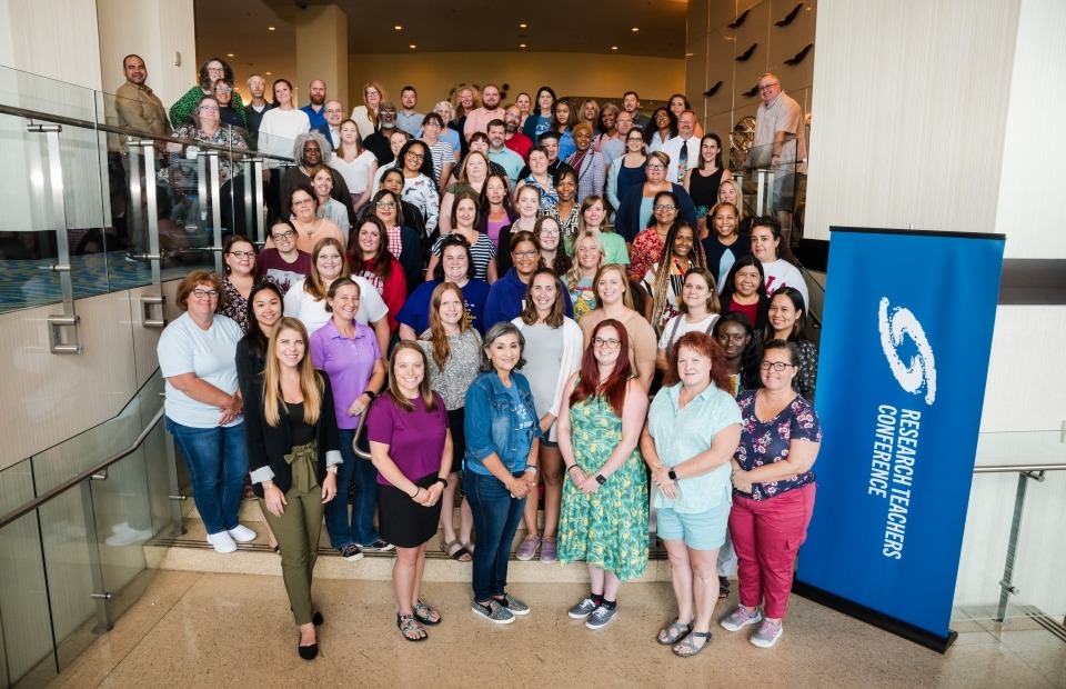 Group shot of all participants of the 2023 Middle School Research Teachers Conference
