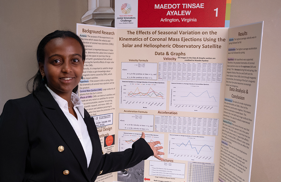 2024 Thermo Fisher JIC Finalist with Project: Maedot Ayalew at Public Day in Washington, DC