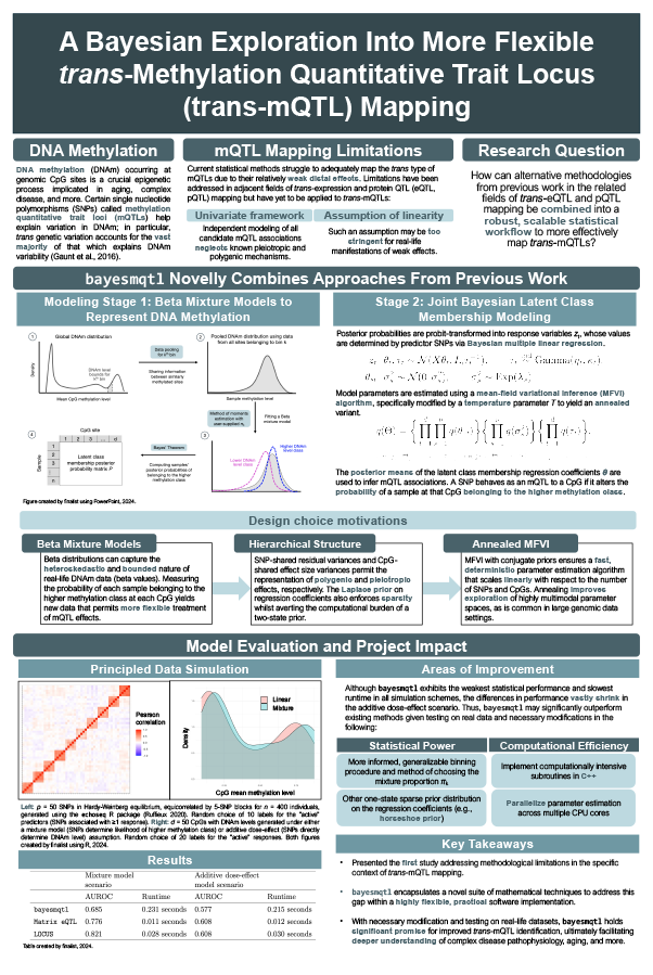 2025 Science Talent Search Finalist elody Hong Poster: A Bayesian Exploration Into More Flexible trans-Methylation Quantitative Trait Locus Mapping