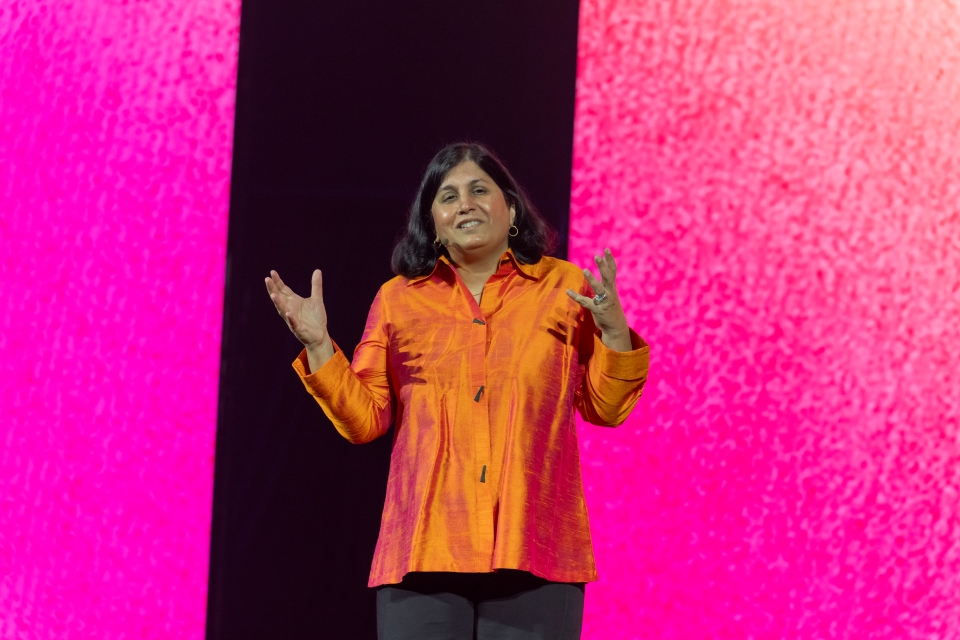 Maya Ajmera on the Regeneron ISEF stage.