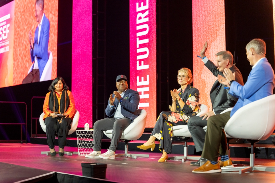 Panelists on stage for the Regeneron ISEF Opening Ceremony