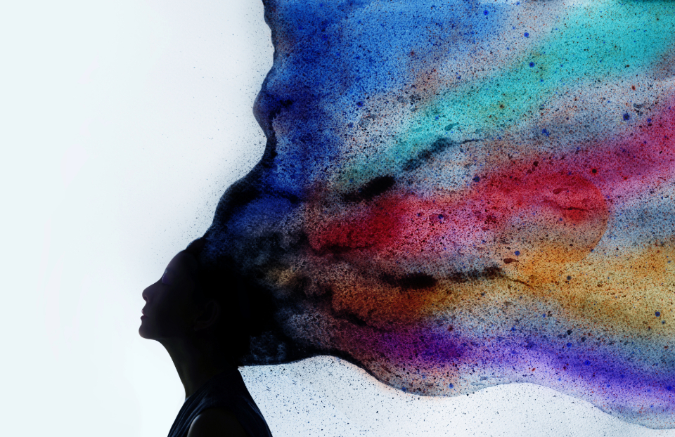 Silhouette photo of Woman combined with Colorful Watercolor: By: Blacksalmon, Source: Adobe Stock