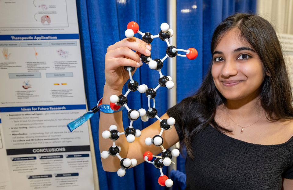 ISEF 2025: Uma Sthanu, 17, of Austin, Texas, received the $10,000 Mary Sue Coleman Award for Life Science Innovation & Impact for her research on regenerating nerve cells.