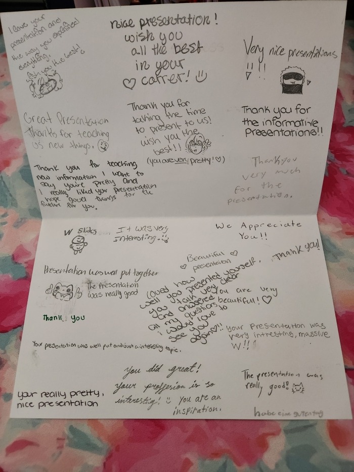 Thank you note from students at World View High School