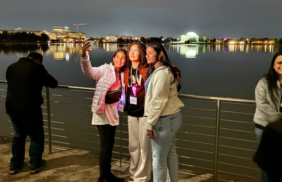 2025 Thermo Fisher JIC finalists pose for a group photo on their tour of Washington, D.C. monuments