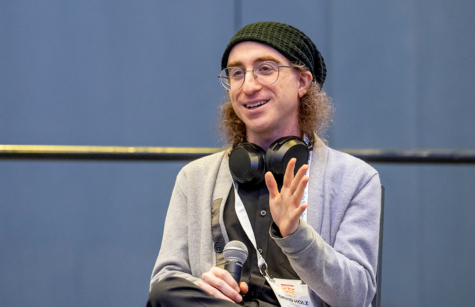 Holz shared his thoughts about the future of AI with finalists during a fireside chat with Society for Science President & CEO Maya Ajmera during ISEF 2025.