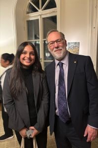 Aarushi Pandey with Fred Ramsdell, 2025 Nobel Laureate in Physiology or Medicine