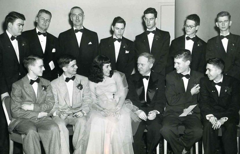 Notable Alumni Joanna Russ - Joanna Russ sits with her fellow top 10 winners during the 1953 Science Talent Search gala. She was the only female finalist to be named in the top 10.