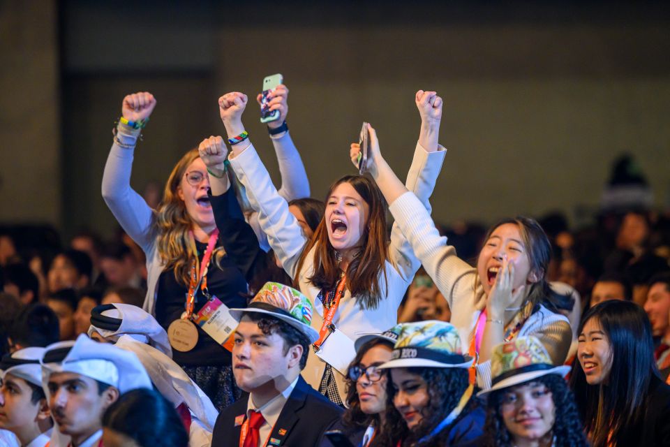 Students cheering at Regeneron ISEF