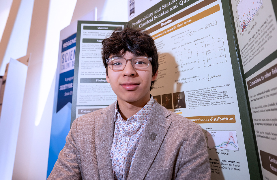 2026 Science Talent Search Finalist Linus Chen-Plotkin with their project at Public Day, March 8, 2026,