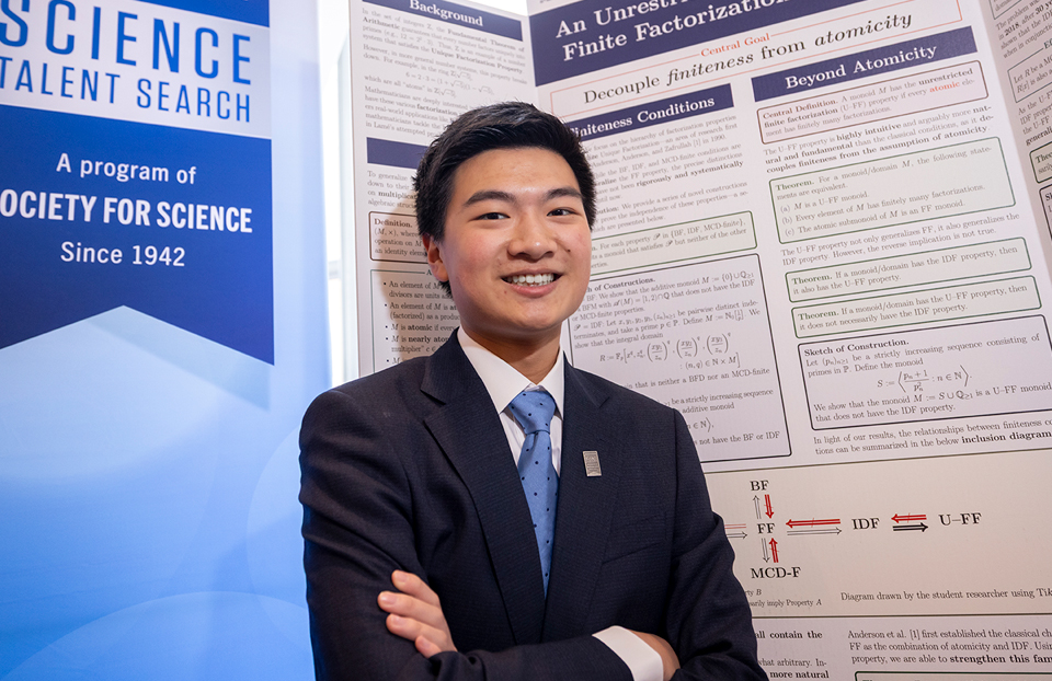 2026 Science Talent Search Finalist Jonathan Du with their project at Public Day, March 8, 2026,