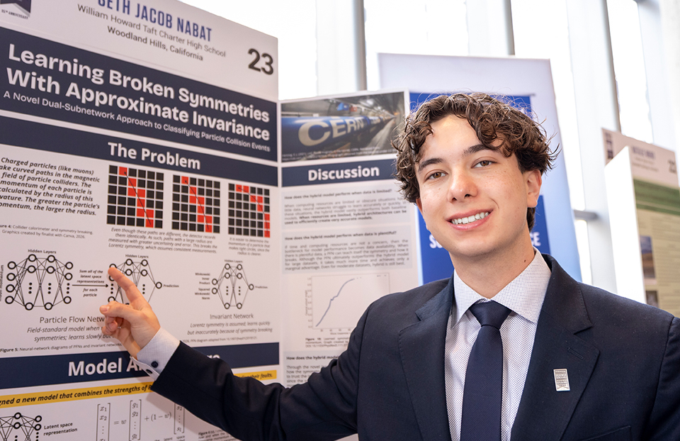 2026 Science Talent Search Finalist Seth Nabat with their project at Public Day, March 8, 2026, Washington DC