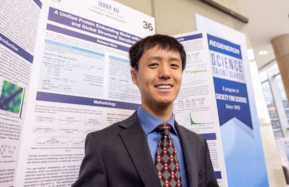 2026 Science Talent Search Finalist Jerry Xu with their project at Public Day, March 8, 2026, Washington DC