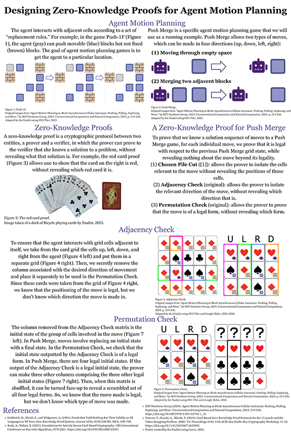 2026 Science Talent Search Finalist: Celine Zhang poster: Designing Zero-Knowledge Proofs for Agent Motion Planning