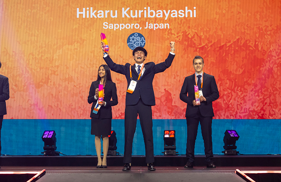 The Top 3 Grand Award Winners ISEF 2026, Phoenix: (L-R) Lakshmi Agrawal, 18, of Bellevue, Washington, Hikaru Kuribayashi, 17, of Sapporo, Japan, and Nikola Veselinov, 17, of Sofia, Bulgaria