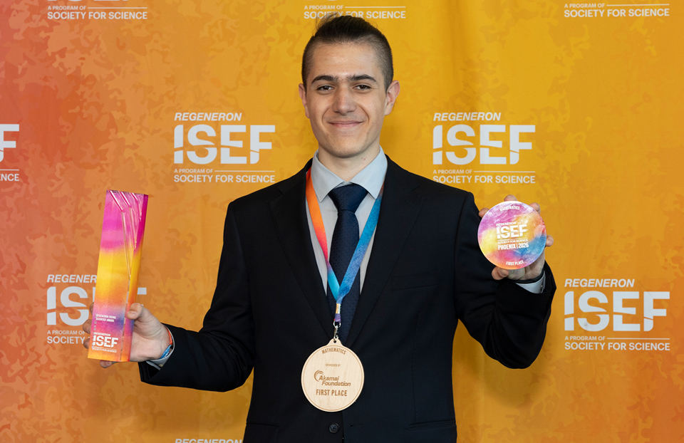 Grand Award Winner ISEF 2026, Phoenix: Nikola Veselinov, 17, of Sofia, Bulgaria, received the Regeneron Young Scientist Award of $75,000 for describing a new theorem in mathematics.