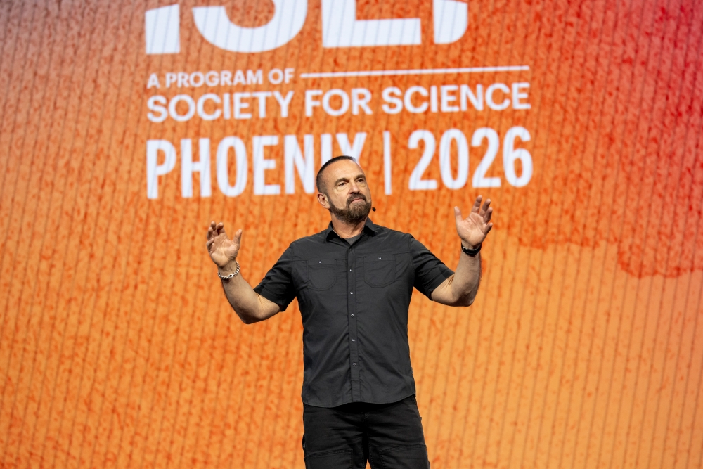 George Yancopoulos speaking on stage