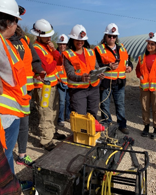 Arizona STEM Fellows in the field inspecting equipment.